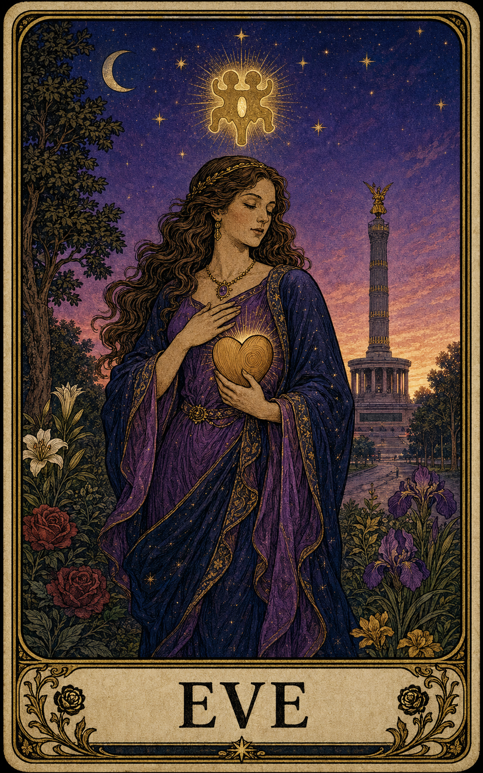 Künstlerische EVE-Karte in Violett und Gold